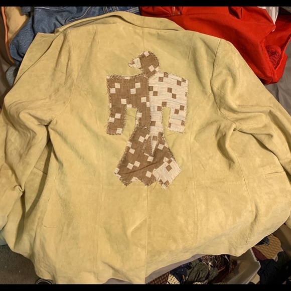 Leather Jacket with Vintage Native Thunderbird - Picture 4 of 5